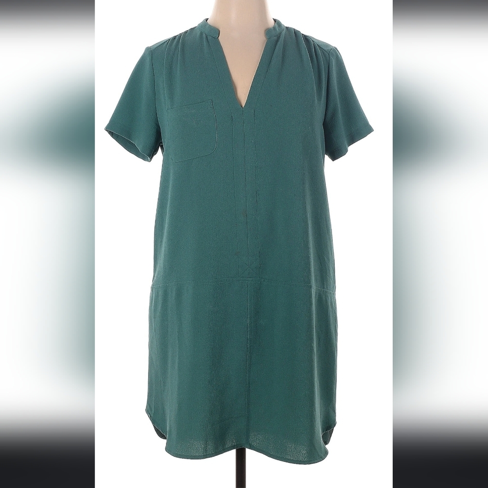 Lush Split Neck Crepe Dress
